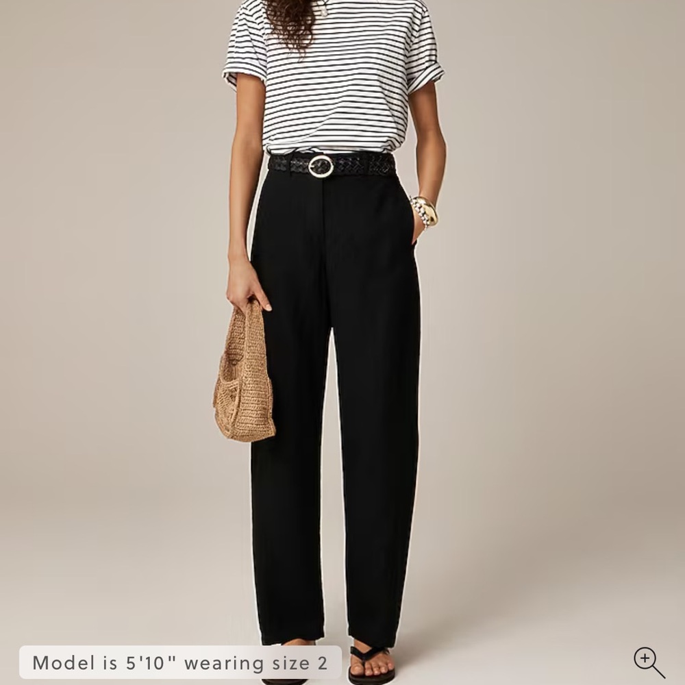 Relaxed barrel-leg pant in linen blend